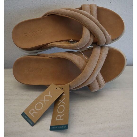 Roxy ARJL200806 Women's Sz 10 Tan Veria Suede Cross-Over Strap Slide Sandals - Picture 10 of 10